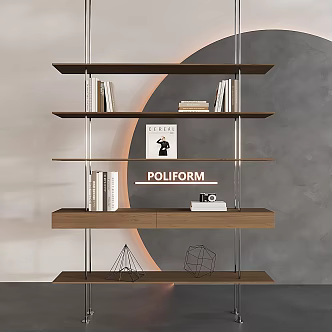 Nordic Solid Wood Decorative Bookshelf Hanger Storage Rack Display Rack Partition Wall Hanging Bookshelf Italian Metal Bookshelf 3d model