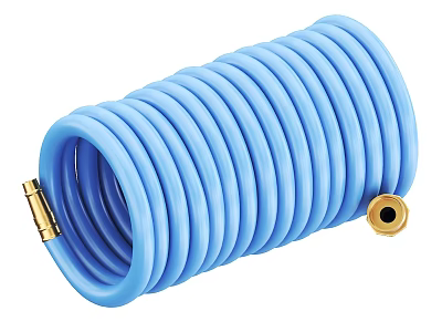 Flexible Blue Coiled Hose With Brass Fittings For Water Or Air Applications 3d model
