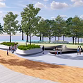 Comfortable Outdoor Chair In Seaside Park With Green Trees And Leisure Space