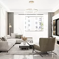 Modern Living And Dining Room Interior With Beige Sofa Coffee Table And Marble Wall