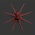 Pink Octopus With Long Tentacles In 3D Rendering On Gray Background