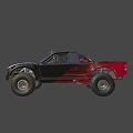 Toy Off Road Truck With Black Red Design Large Tires And Roof Lights