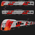 Modern Red And White Train Exterior With Streamlined Front And Multiple Cars 3d model