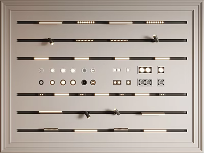 Modern Interior Lighting Design With Different Styles Of Downlights And Spotlights 3d model