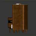 Wooden Dresser And Nightstand With Table Lamp And Christmas Stocking Decor