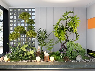 Modern indoor landscape landscaping courtyard sketch plant combination plant pile indoor landscaping 3d model