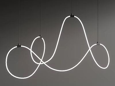 Elegant Modern White Curved Chandelier with Intertwined Lines Hanging Design 3d model