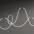 Elegant Modern White Curved Chandelier with Intertwined Lines Hanging Design
