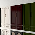 Various Colored Wardrobe Doors With Arched Glass And Grid Design Patterns