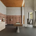 Modern Clothing Store Interior Design With Display Racks Brick Wall And Bright Lighting