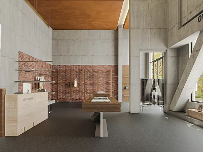 Modern Clothing Store Interior Design With Display Racks Brick Wall And Bright Lighting 3d model