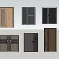 Various Interior Doors With Different Designs And Materials For Home Decor 3d model