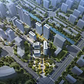 Urban Aerial Planning With High Rise Buildings Roads And Green Spaces