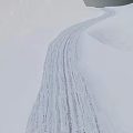 Snowy Terrain With Winding Tire Tracks Across Vast Smooth White Landscape