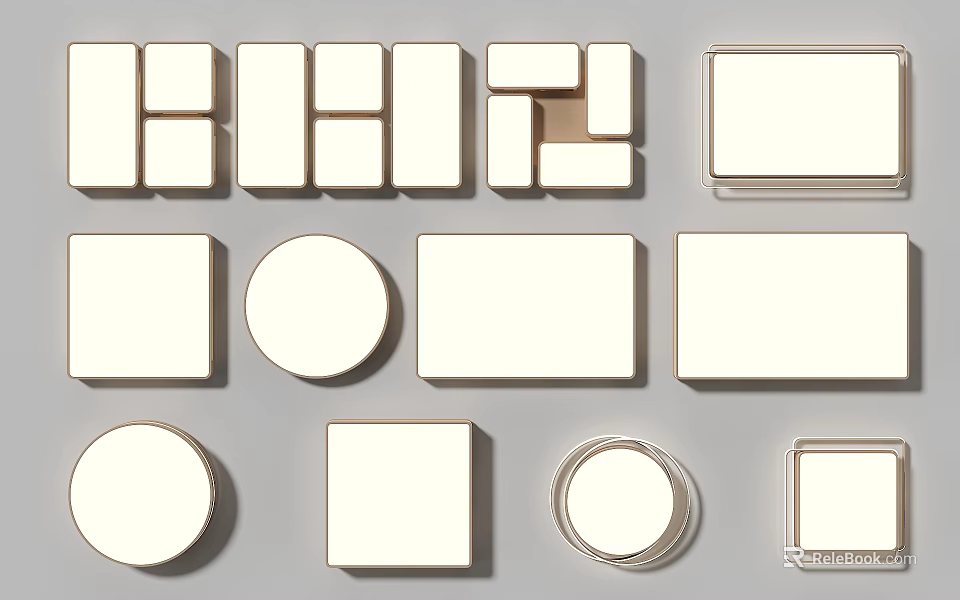 White Ceiling Lights With Various Shapes And Modern Design For Home Decor 3d model 