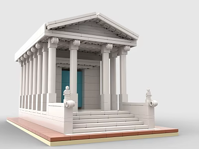 Building Blocks Classical Temple Model Featuring Columns Steps Door And Statues 3d model