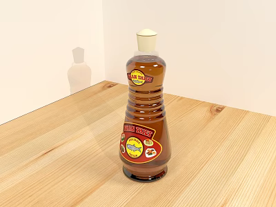 Brown Seasoning Bottle With World Seasoning Label On Wooden Table 3d model