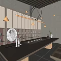 Japanese Zen Mall Shop Interior With Wooden Table Tea Sets And Shelves