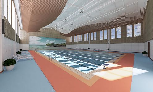 Indoor swimming pool Modern swimming pool 3d model