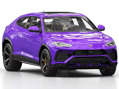 Luxury Purple SUV With Stylish Exterior Black Wheels And Yellow Interior 3d model