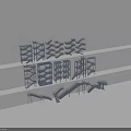 Various Metal Staircase Designs With Platforms Handrails And Multiple Structures 3d model