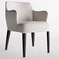Modern Beige Fabric Dining Chair With Comfortable Arms And Black Legs