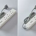 White Power Strip With Gray Power Cord Multiple Outlets And USB Ports