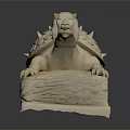 Decorative Turtle Sculpture With Detailed Scales And Carved Base For Home Decor