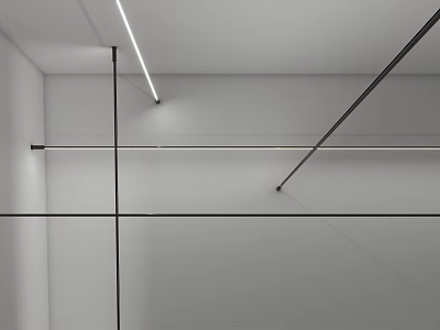Minimalist Abstract Interior Space With Geometric Cross Lines And Ceiling Lighting 3d model