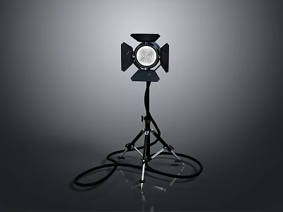 Modern Black Tripod Floor Lamp Furniture With Leaf Shade And Cable Design 3d model