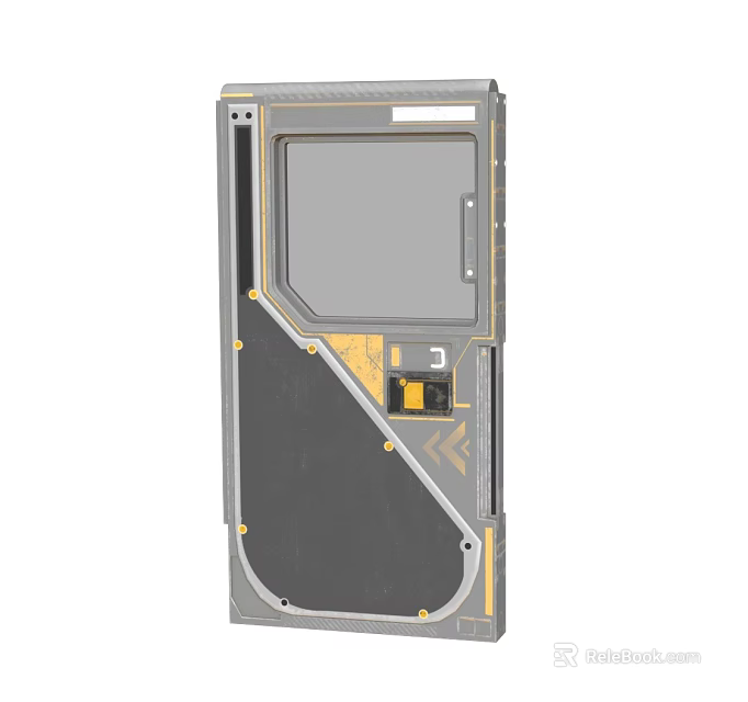 Sturdy Sliding Door With Glass Panel And Metal Frame For Modern Home Design 3d model 