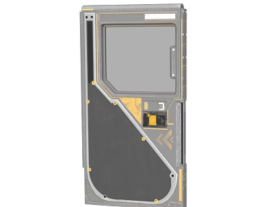 Sturdy Sliding Door With Glass Panel And Metal Frame For Modern Home Design 3d model