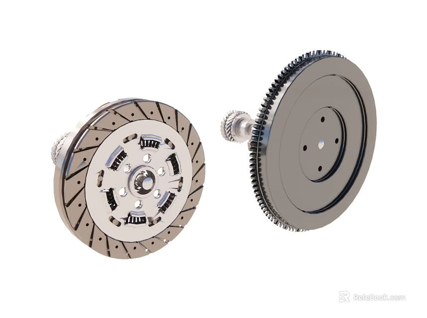 Automotive Clutch Disc And Flywheel Components With Metal Construction Gear Teeth And Vent Holes 3d model 