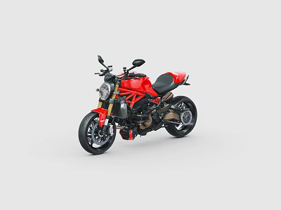 Red Sporty Motorcycle With Modern Design Black Seat And Sleek Styling 3d model