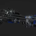 Futuristic Sci Fi Weapon With Black And Blue Mechanical Components And Advanced Design 3d model