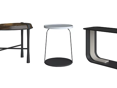 Modern Minimalist Side Tables With Different Designs Sleek Metal Frames And Various Shapes 3d model