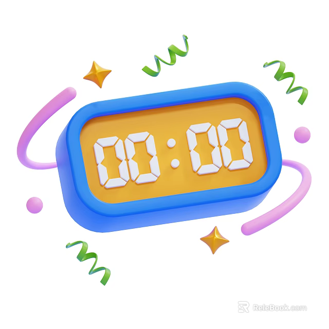 Phone Digital Blue Frame Yellow Display Digital Clock With Decorative Stars And Streamers 3d model 