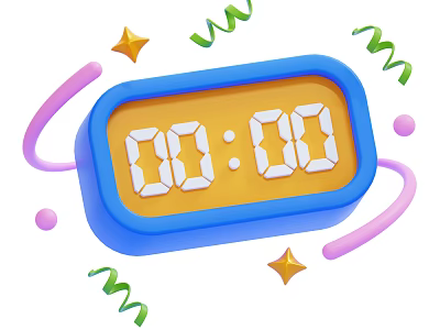 Phone Digital Blue Frame Yellow Display Digital Clock With Decorative Stars And Streamers 3d model