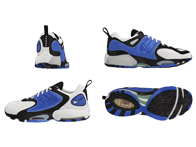 Blue White Black Athletic Shoes With Air Cushion Sole And Modern Design Elements 3d model