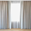 Elegant Light Colored Textured Fabric Curtains With Natural Window Light 3d model