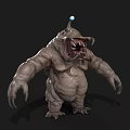 3D Monster Model Featuring Ugly Large Mouth Sharp Teeth Rough Skin Blue Orb On Head
