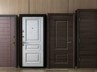 Different Design Hinged Doors in Various Colors and Wood Finishes for Home Interior 3d model