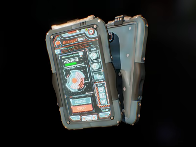 Rugged Handheld Digital Device With Display Screen And Control Buttons 3d model