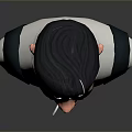 3D Cartoon Male Character With Slicked Back Hair White Shirt Black Suspenders And Smoking Cigarette