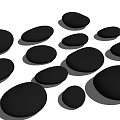 Black Pebble Shaped Landscape Seats With Various Sizes For Outdoor Use