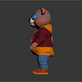 Pink Bear Character Wearing Blue Goggles Red Plaid Jacket Orange T-shirt Blue Pants And Red Shoes