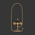 Golden Shower Fixture with Curved Metal Pipe and Control Knobs for Bathroom Use