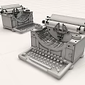 Vintage Office Appliances Two Classic Typewriters On Black Surface