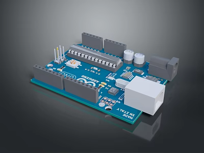Computer Circuit Board Module With Integrated Connectors Capacitors and Components 3d model