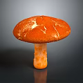 Detailed Orange Mushroom With Cracked Cap And Textured Stem